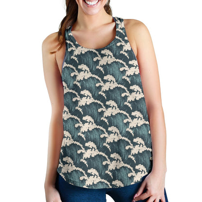 Wave Art Print Women Racerback Tank Top