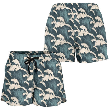 Wave Art Print Women Shorts-JTAMIGO.COM