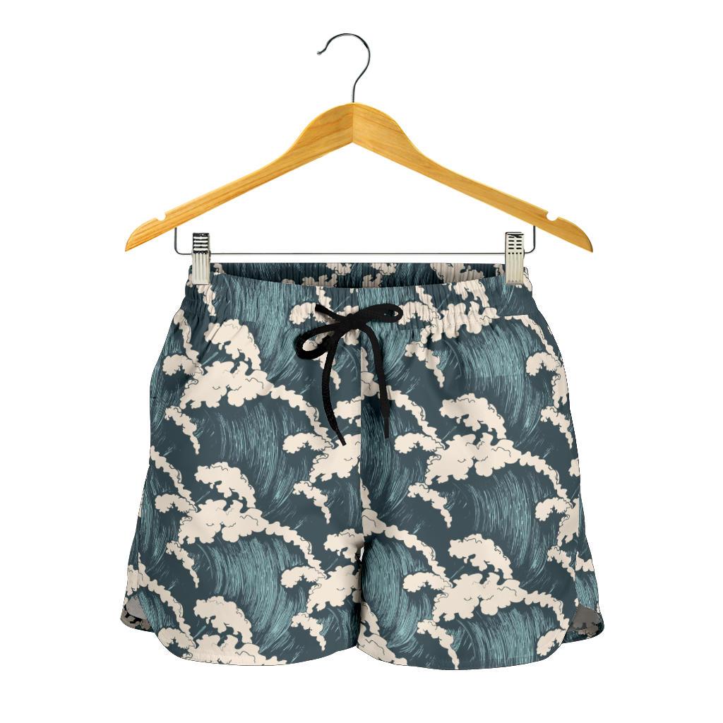 Wave Art Print Women Shorts-JTAMIGO.COM