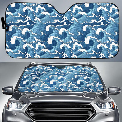 Wave Themed Pattern Print Car Sun Shade For Windshield
