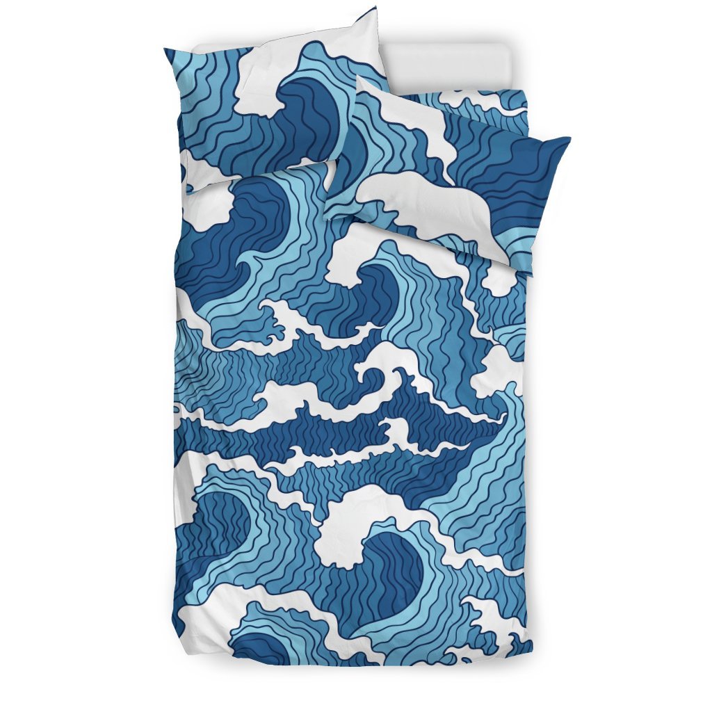 Wave Themed Pattern Print Duvet Cover Bedding Set
