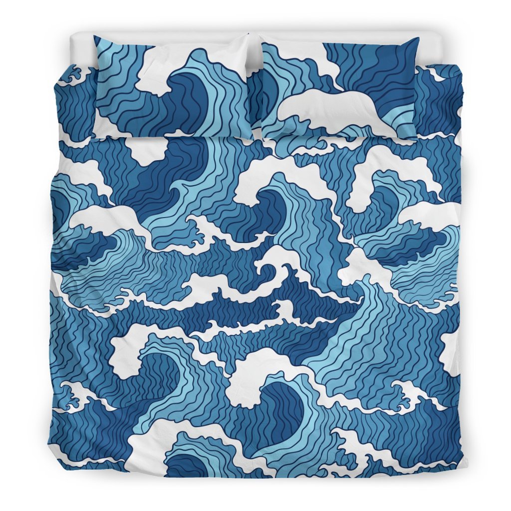Wave Themed Pattern Print Duvet Cover Bedding Set