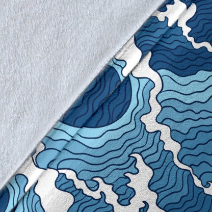 Wave Themed Pattern Print Fleece Blanket