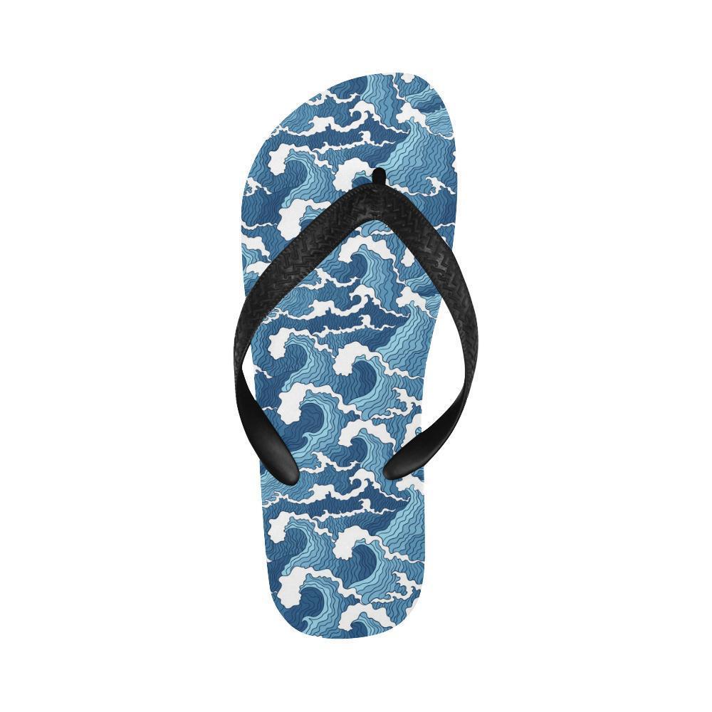 Wave Themed Pattern Print Flip Flops-JTAMIGO.COM