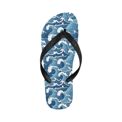 Wave Themed Pattern Print Flip Flops-JTAMIGO.COM