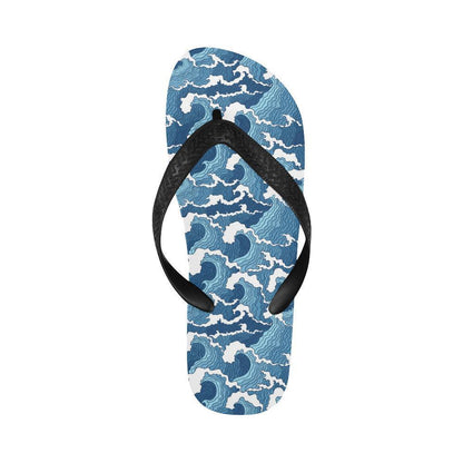 Wave Themed Pattern Print Flip Flops-JTAMIGO.COM