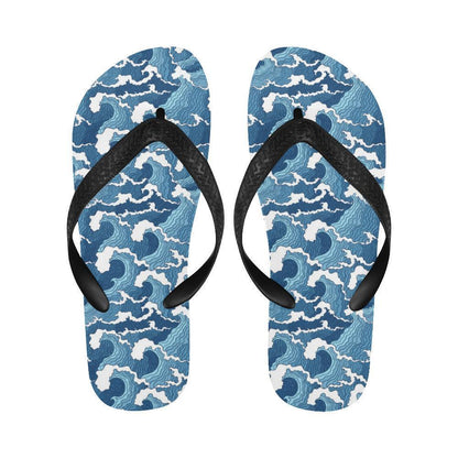 Wave Themed Pattern Print Flip Flops-JTAMIGO.COM