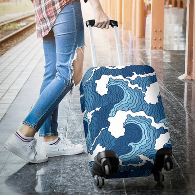 Wave Themed Pattern Print Luggage Cover Protector