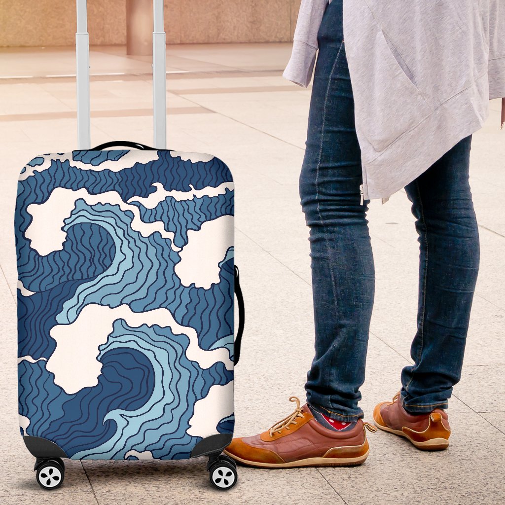 Wave Themed Pattern Print Luggage Cover Protector