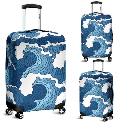 Wave Themed Pattern Print Luggage Cover Protector