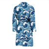 Wave Themed Pattern Print Men Bath Robe-JTAMIGO.COM