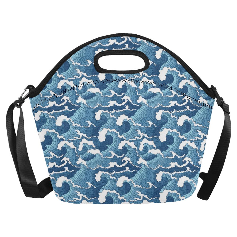 Wave Themed Pattern Print Neoprene Lunch Bag (Model 1669)(Large)-JTAMIGO.COM