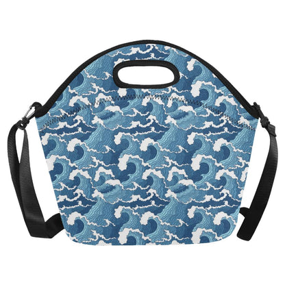 Wave Themed Pattern Print Neoprene Lunch Bag (Model 1669)(Large)-JTAMIGO.COM