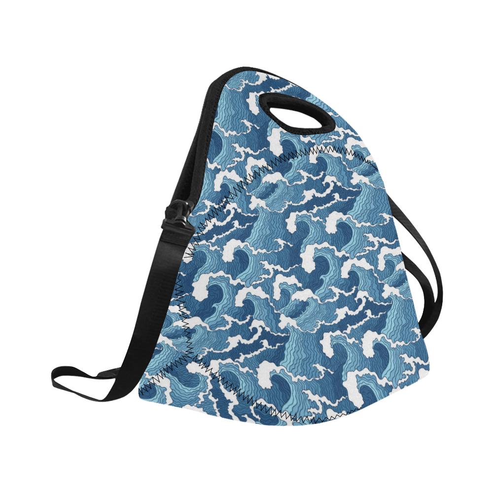Wave Themed Pattern Print Neoprene Lunch Bag (Model 1669)(Large)-JTAMIGO.COM