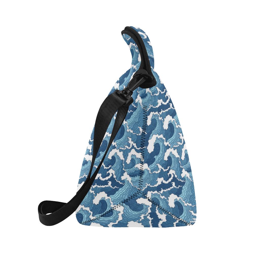 Wave Themed Pattern Print Neoprene Lunch Bag (Model 1669)(Large)-JTAMIGO.COM