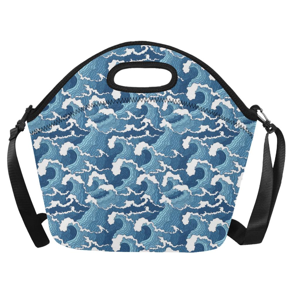 Wave Themed Pattern Print Neoprene Lunch Bag (Model 1669)(Large)-JTAMIGO.COM