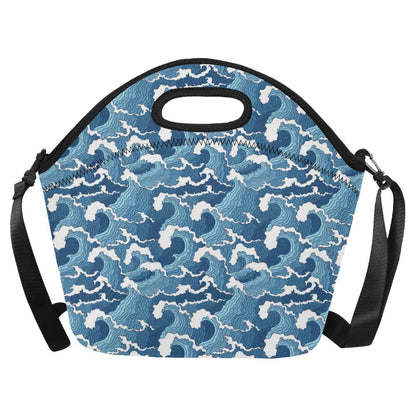 Wave Themed Pattern Print Neoprene Lunch Bag (Model 1669)(Large)-JTAMIGO.COM