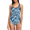 Wave Themed Pattern Print One Piece Swimsuit-JTAMIGO.COM