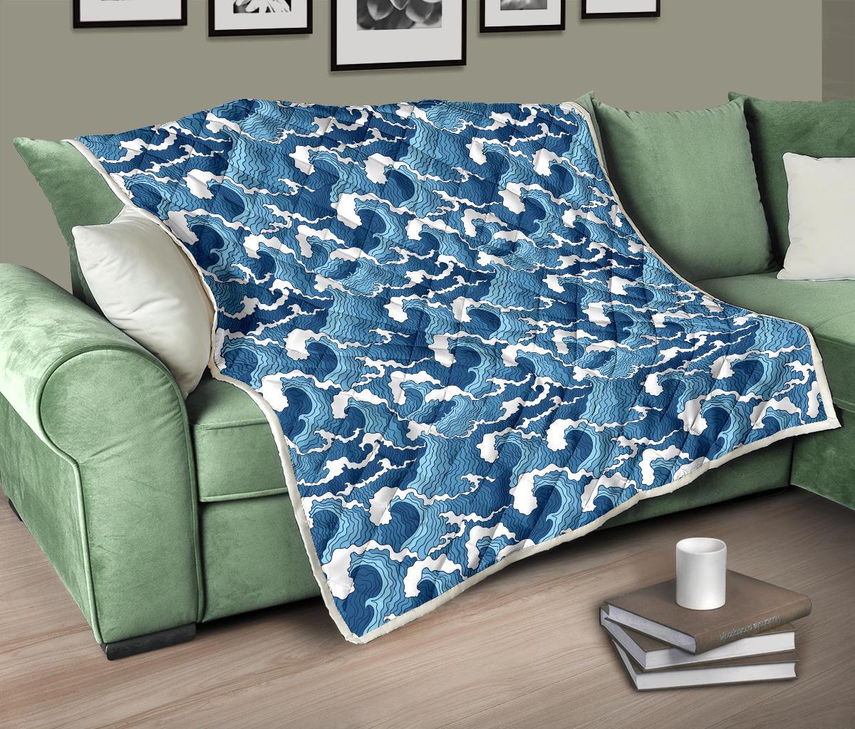 Wave Themed Pattern Print Premium Quilt-JTAMIGO.COM