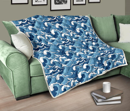 Wave Themed Pattern Print Premium Quilt-JTAMIGO.COM