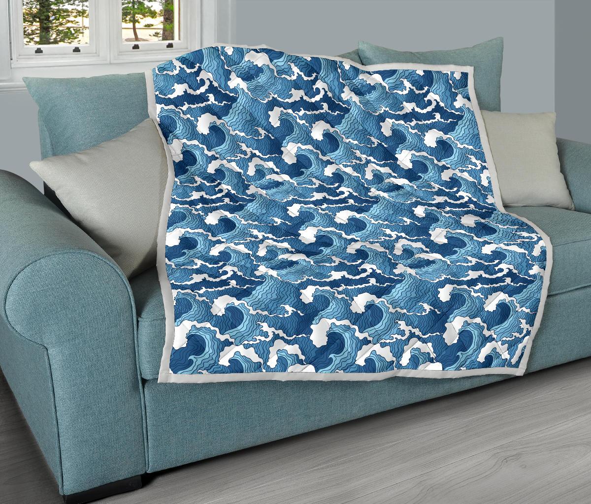 Wave Themed Pattern Print Premium Quilt-JTAMIGO.COM