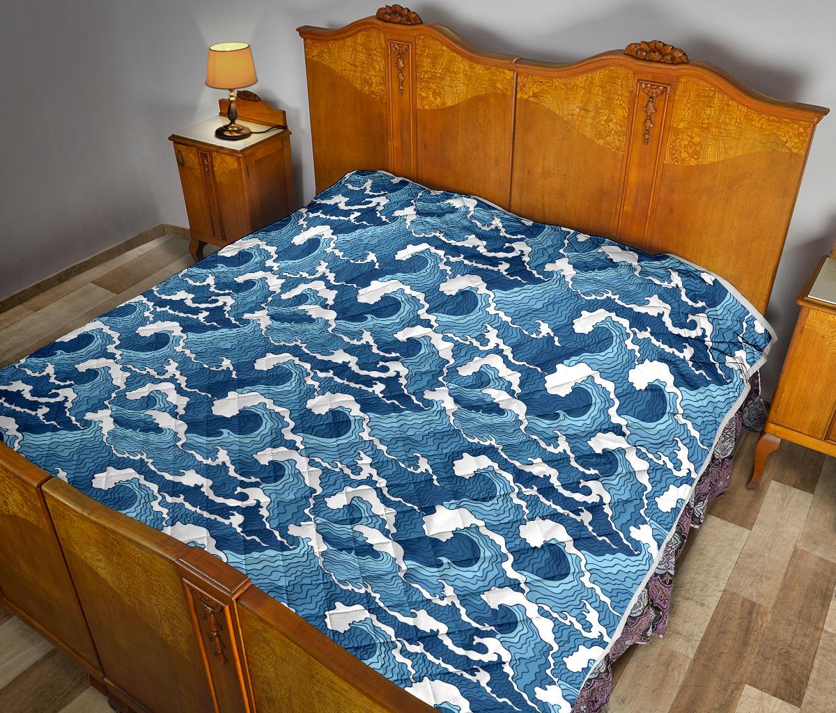 Wave Themed Pattern Print Premium Quilt-JTAMIGO.COM