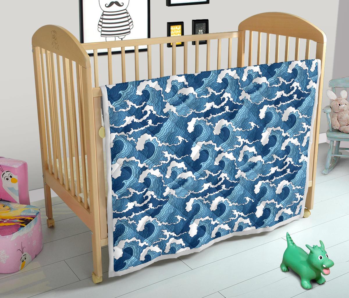 Wave Themed Pattern Print Premium Quilt-JTAMIGO.COM