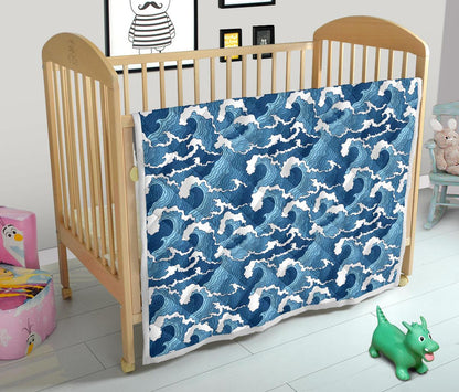 Wave Themed Pattern Print Premium Quilt-JTAMIGO.COM