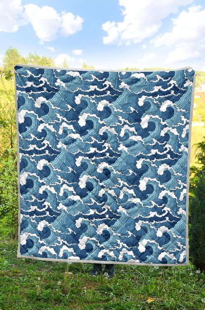 Wave Themed Pattern Print Premium Quilt-JTAMIGO.COM