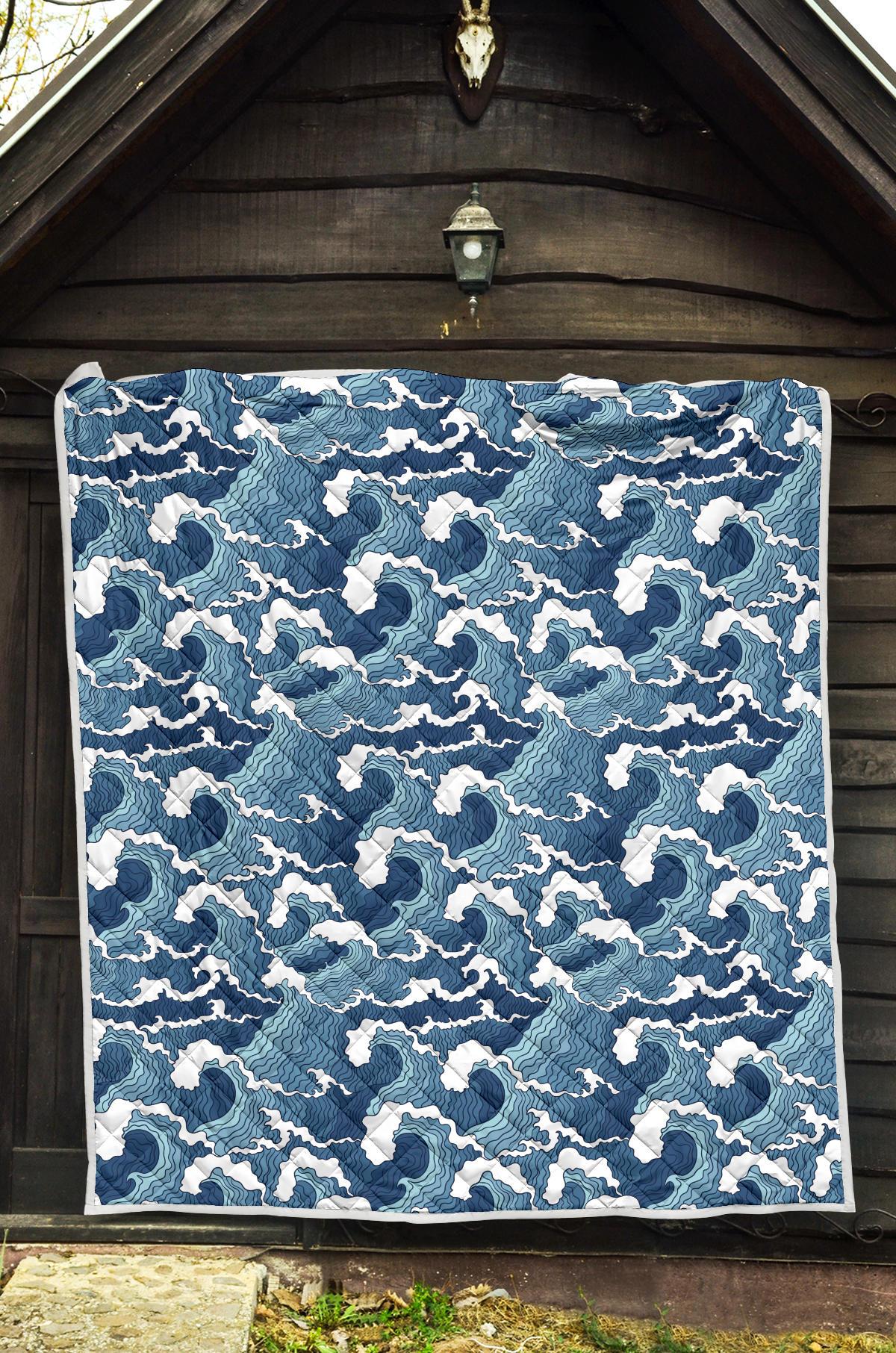 Wave Themed Pattern Print Premium Quilt-JTAMIGO.COM