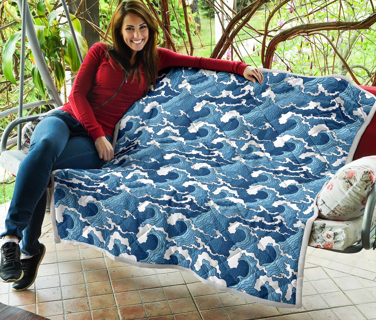 Wave Themed Pattern Print Premium Quilt-JTAMIGO.COM