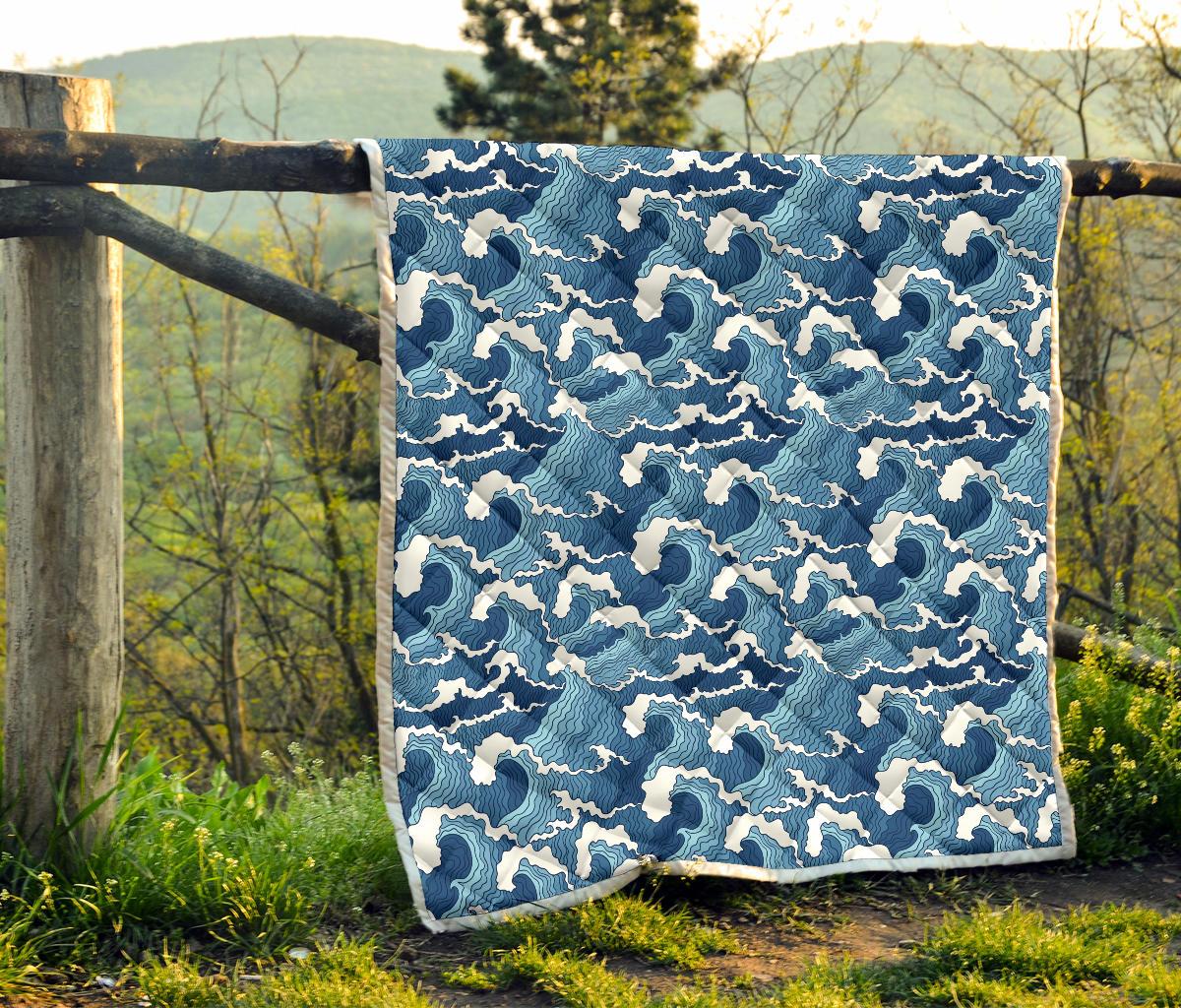 Wave Themed Pattern Print Premium Quilt-JTAMIGO.COM