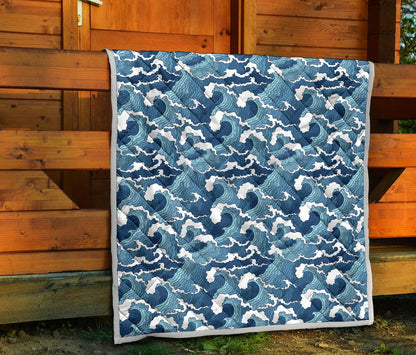 Wave Themed Pattern Print Premium Quilt-JTAMIGO.COM