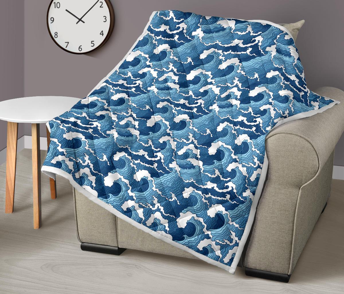 Wave Themed Pattern Print Premium Quilt-JTAMIGO.COM