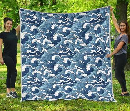 Wave Themed Pattern Print Premium Quilt-JTAMIGO.COM