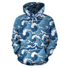 Wave Themed Pattern Print Pullover Hoodie