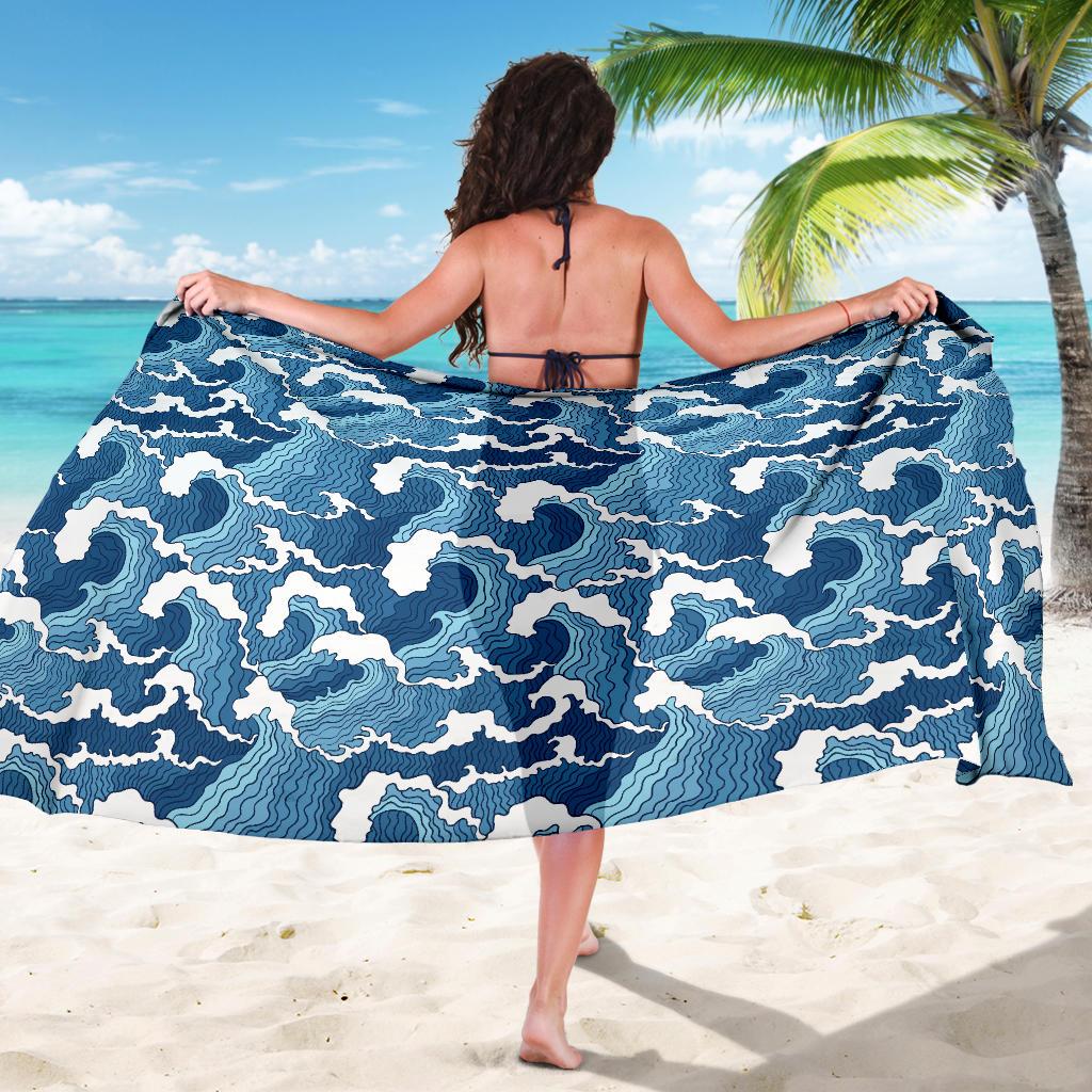 Wave Themed Pattern Print Sarong Pareo Wrap