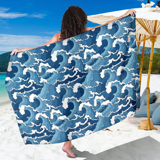 Wave Themed Pattern Print Sarong Pareo Wrap