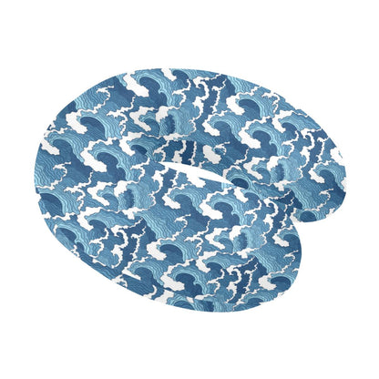 Wave Themed Pattern Print U-Shaped Travel Neck Pillow-JTAMIGO.COM