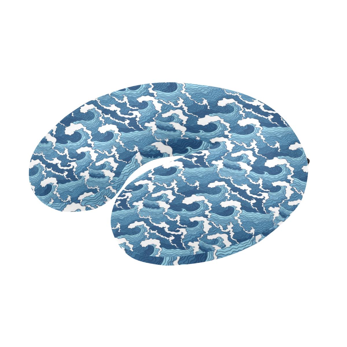 Wave Themed Pattern Print U-Shaped Travel Neck Pillow-JTAMIGO.COM