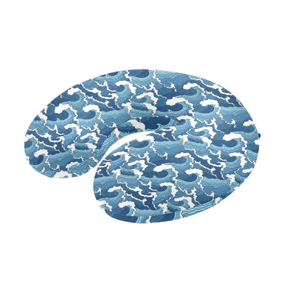 Wave Themed Pattern Print U-Shaped Travel Neck Pillow-JTAMIGO.COM