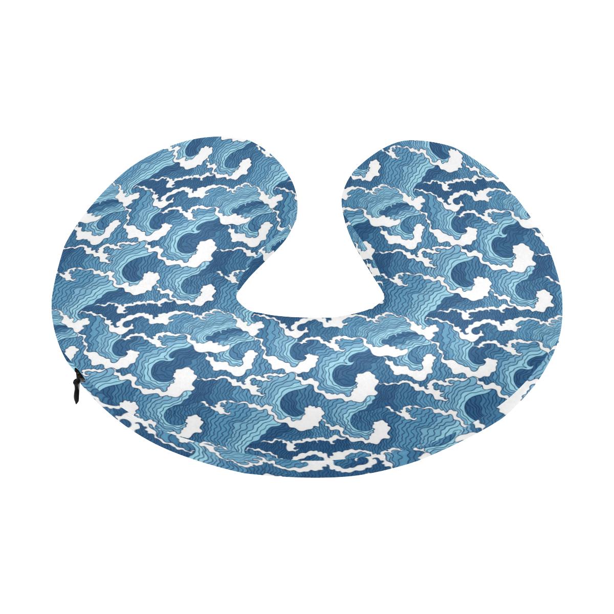 Wave Themed Pattern Print U-Shaped Travel Neck Pillow-JTAMIGO.COM
