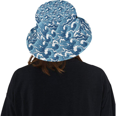 Wave Themed Pattern Print Unisex Bucket Hat