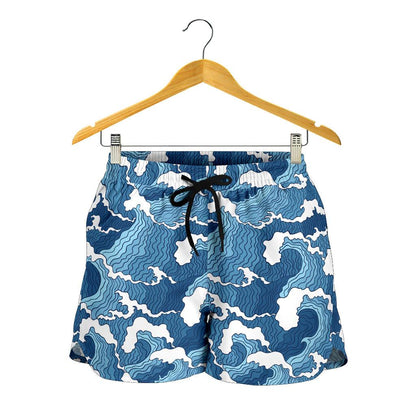 Wave Themed Pattern Print Women Shorts-JTAMIGO.COM