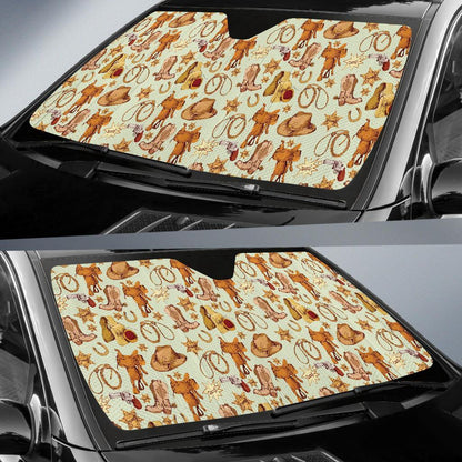 Western Cowboy Design Pattern Car Sun Shade For Windshield