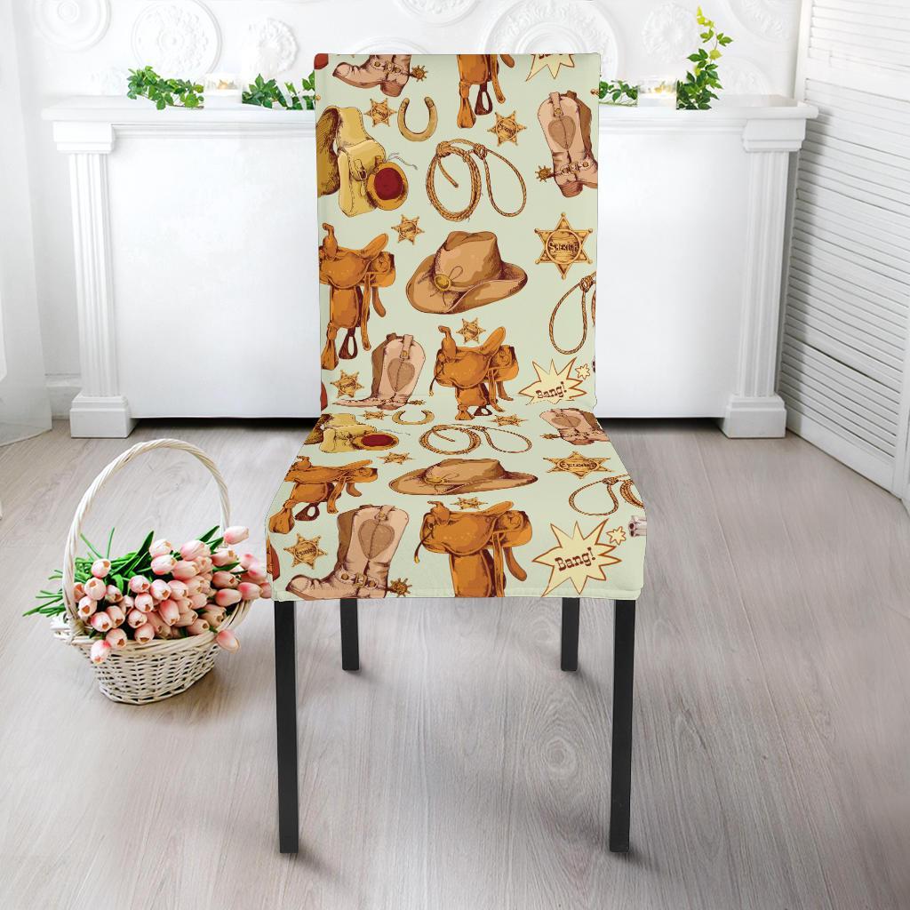 Western Cowboy Design Pattern Dining Chair Slipcover-JTAMIGO.COM