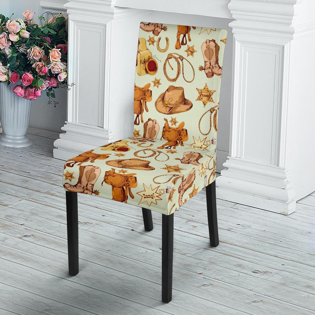 Western Cowboy Design Pattern Dining Chair Slipcover-JTAMIGO.COM