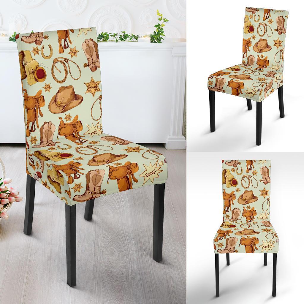 Western Cowboy Design Pattern Dining Chair Slipcover-JTAMIGO.COM