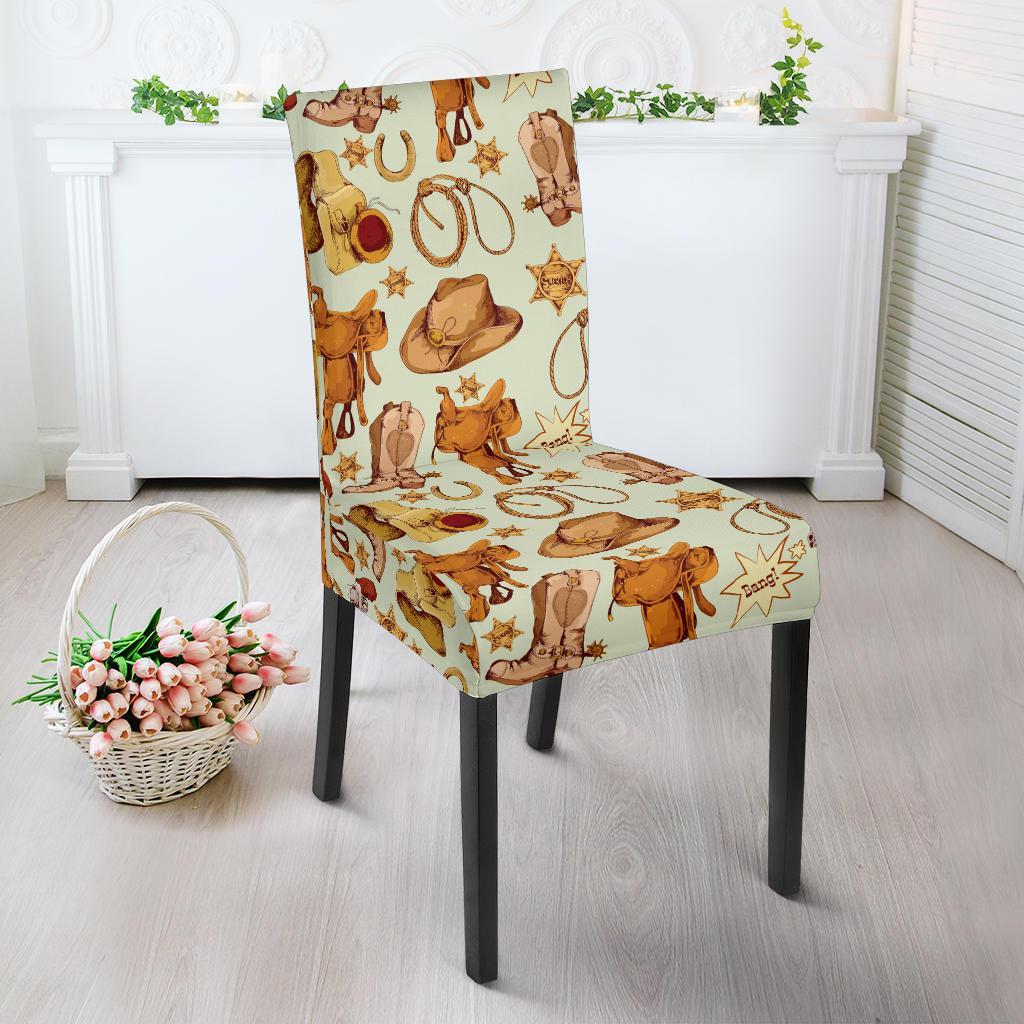 Western Cowboy Design Pattern Dining Chair Slipcover-JTAMIGO.COM