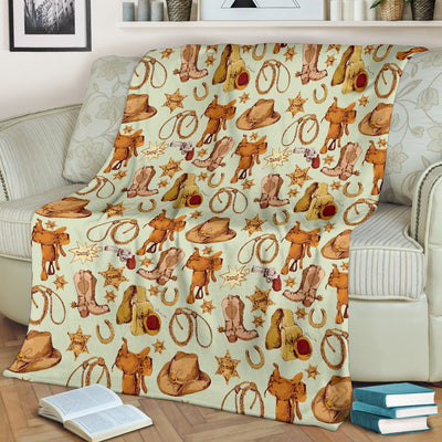 Western Cowboy Design Pattern Fleece Blanket